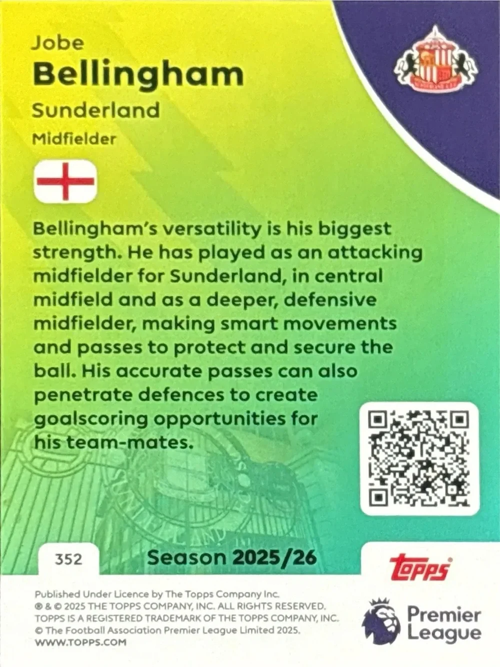 Topps Soccer Trading Card - Jobe Bellington Rookie